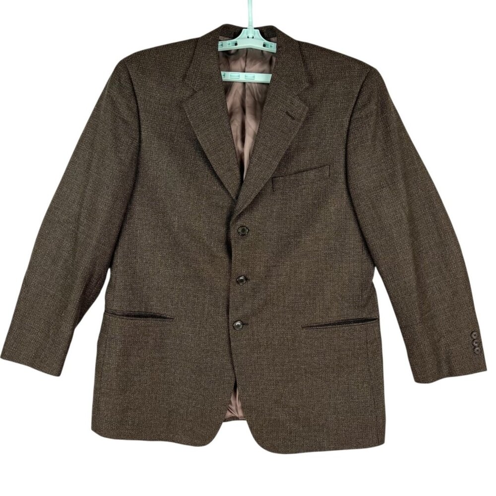 Tallia Uomo For Nordstrom Men's Wool & Silk Blend Brown Blazer‎ Size 44 Regular